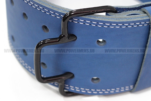 Купить в Москве PowerMens, Ремень для пауэрлифтинга кожаный (синий)