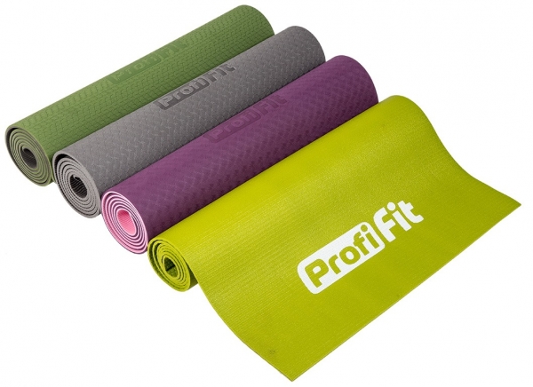 Цена Коврик для йоги и фитнеса PROFI-FIT, 6 мм,  ПРОФ (фиолетовый-розовый)